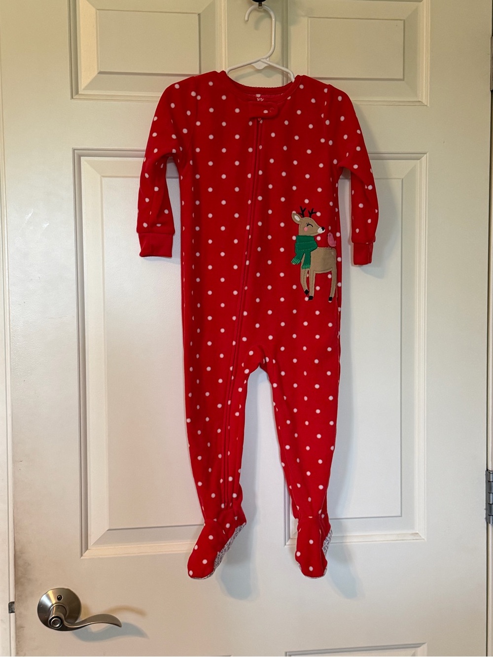 Carter's Red Polka Dot Reindeer Footed One-Piece